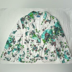 April Why Not whimsical white blazer -No size tag but feels like a Large-XLarge
